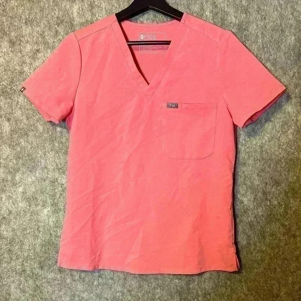 Figs Women's Pink V-Neck Top